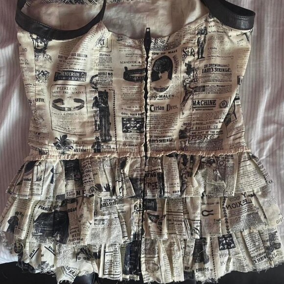 lip service step in time steampunk vintage newspaper print corset top - Picture 7 of 8